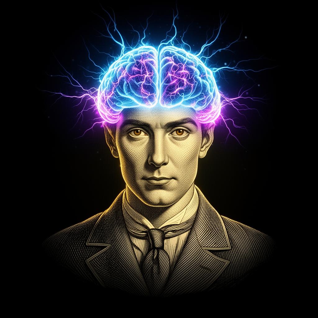 The Brain Geek — a stylized savant mascot.